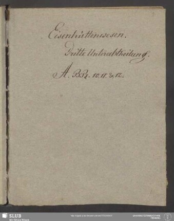 59: Eisenhüttenwesen : Dritte Unterabtheilung