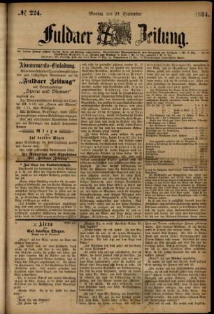 Ausgabe vom Montag, den 29. September 1884.