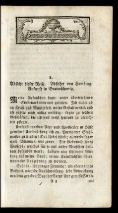 1. Absicht dieser Reise. Abfahrt von Hamburg. Ankunft in Braunschweig
