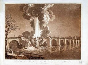 Die Elbbrücke zu Dresden im Augenblick der Sprengung am 19. März 1813
