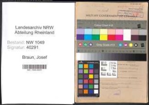 Entnazifizierung Josef Braun , geb. 06.10.1900 (Lagerist)