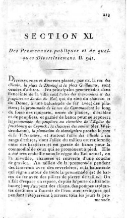 Section XI. Des Promenades publiques et de quelques divertissements. II. 941