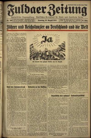 Erste Ausgabe vom Sonntag, den 19. August 1934.