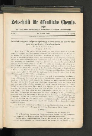 Die Nahrungsmittelgesetzgebung in Preussen an der Wende des neunzehnten Jahrhunderts.