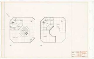 Zentralbibliothek der Landbauwissenschaft, Bonn Neubau: Vorentwurf D-A, Grundriss 1.OG, 2.OG, 1:200