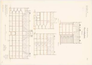 Bekleidungsamt des VII. Armeekorps, Münster: Mannschaftsgebäude: Längsschnitt, Querschnitte 1:100