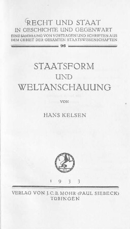 Staatsform und Weltanschauung