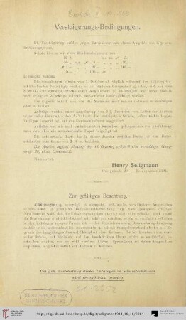 Zur gefälligen Beachtung