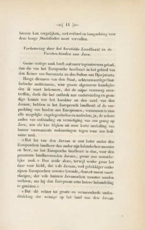 Verbetering door het herstelde landbezit in de vorsten-landen van Java