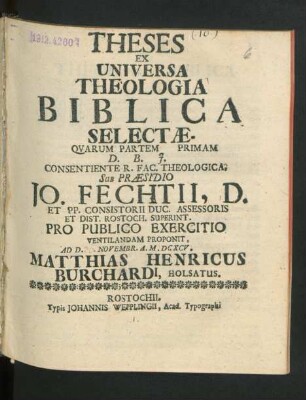 Theses Ex Universa Theologia Biblica Selectae
