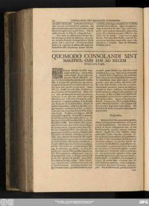 Quomodo Consolandi Sint Malefici, Cum Iam Ad Necem Ducuntur.