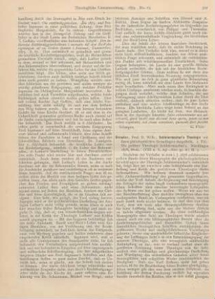 312-315 [Rezension] Bender, Wilh., Schleiermacher’s Theologie mit ihren philosophischen Grundlagen dargestellt. 2. Thl.: Die positive Theologie Schleiermacher’s