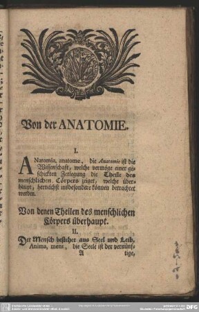 Von den Theilen des menschlichen Cörpers überhaupt