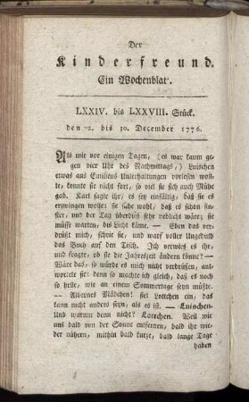 LXXIV. bis LXXVIII. Stück den 2. bis 30. December 1776