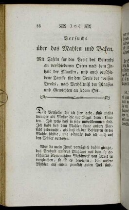 Versuche über das Mahlen und Baken