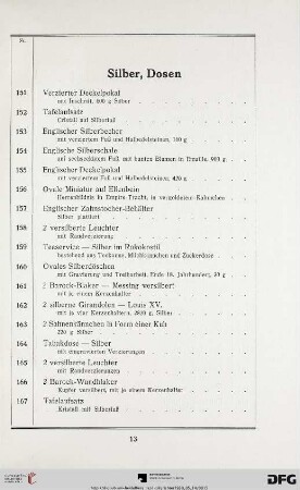 Silber, Dosen (Nr. 151-167)