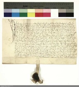 Revers Ernsts von Harstall bezüglich der Belehnung mit der Wüstung Münsterkirchen durch Hartmann [Burggraf von Kirchberg], Abt von Fulda