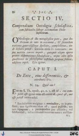 Sectio IV. Compendium Ontologiae Scholasticae, cum subiuncta sylloge axiomatum Philosophicorum.