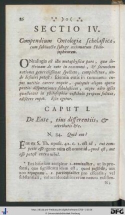 Sectio IV. Compendium Ontologiae Scholasticae, cum subiuncta sylloge axiomatum Philosophicorum.