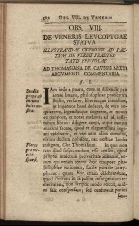 Obs. VIII. De Veneris Leucopygae Statua [...]