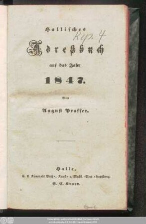1847: Hallisches Adreßbuch : für ...