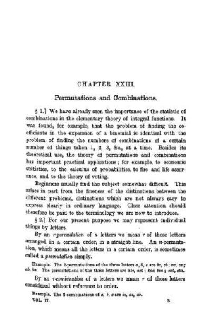 Chapter XXIII. Permutations and Combinations.