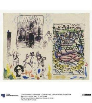 Quartettspiel "Durch den Harz", Entwurf Titelblatt; Skizze Schiff (Gebrauchsgraphik)