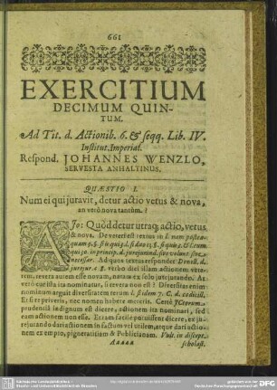 Exercitium Decimum Quintum
