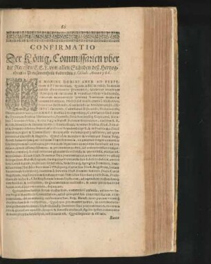 Confirmatio Der König. Commissarien ober die Recessen ... Anno 1566.