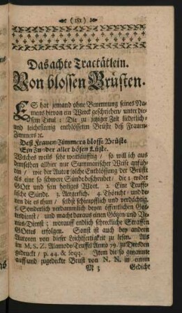 Das achte Tractätlein. Von blossen Brüsten