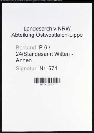 Sterberegister Standesamt Witten-Annen