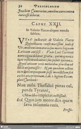 Caput XXII. In Valerio Flacco aliquot menda sublata