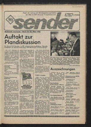 Betriebszeitung 'WF-Sender', Nr.13/1985 (2. Juniausgabe 1985)
