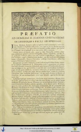 Praefatio ad homilias Chrysostomi.