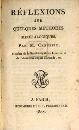 Reflexions sur quelques méthodes minéralogiques