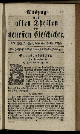 XX. Stück, Cob. den 16. May, 1759.