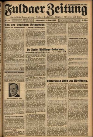 Erste Ausgabe vom Donnerstag, den 21. September 1933.