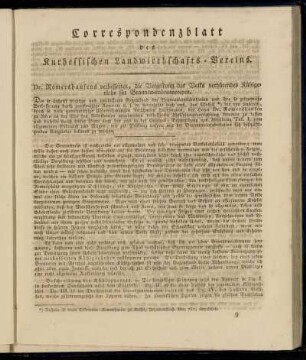 Correspondenzblatt des Kurhessischen Landwirthschafts-Vereins