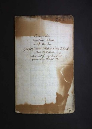 Inventarbuch Consignatio gestohlener Stücke 1772