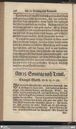 Am 23. Sonntag nach Trinit. Evangel. Matth. 22. v. 15-22