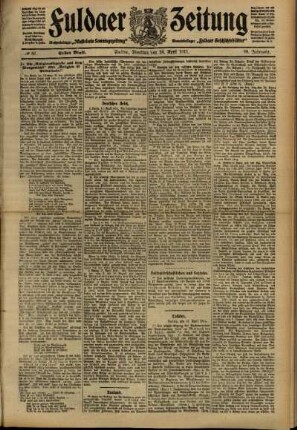 Erste Ausgabe vom Dienstag, den 18. April 1911.