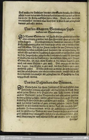 Von den Maurern, Steinmetzen, Zigeldeckern und Steinbrechern