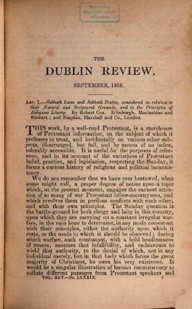 Dublin review : a quarterly and critical journal. 1858,2 = Vol. 45