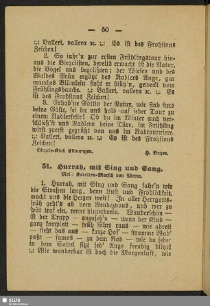 51. Hurrah, mit Sing und Sang