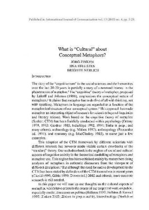 What is cultural about conceptual metaphors?