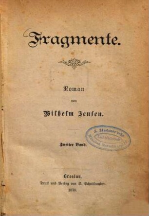 Fragmente : Roman von Wilhelm Jensen. 2