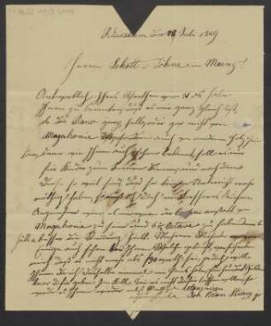 Brief an B. Schott's Söhne : 28.07.1849