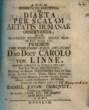 Diss. diaetetica de diaeta per scalam aetatis humanae observanda