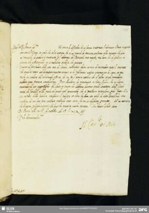 Brief des Cardinale di Pisa [mutmaßlich Bartolomeo Giugni (1576–1577)]