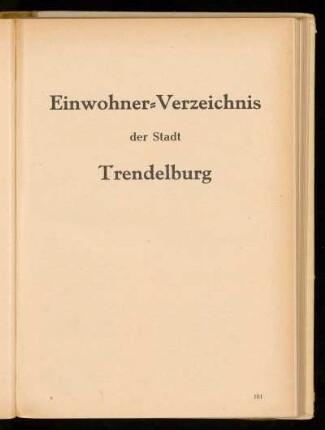 Einwohner=Verzeichnis der Stadt Trendelburg